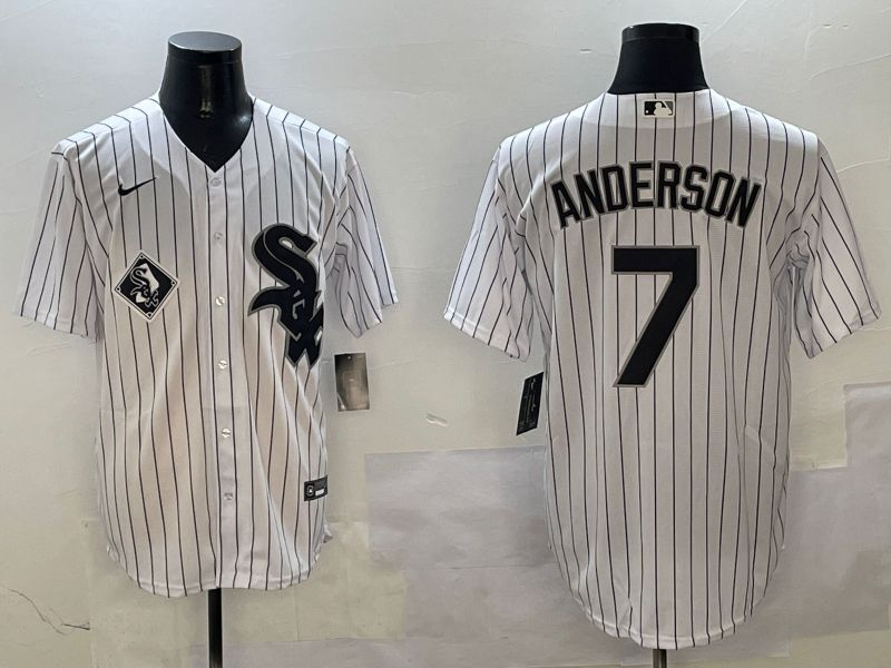 Men Chicago White Sox #7 Anderson White Stripe Game 2025 Nike MLB Jersey style 5